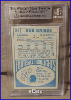 1968 Topps #196 Bob Griese Beckett BAS Certified Signed Auto HOF RC Rookie