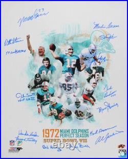 1972 Miami Dolphins 16x20 Photo Signed by (15) Inscribed MVP SB VII (MAB Holo)
