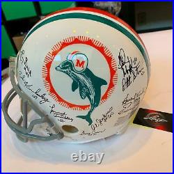 1972 Miami Dolphins Team Signed Authentic Full Size Helmet Leaf COA