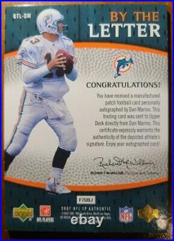 2007 Upper Deck SP By The Letter Dan Marino Autographed M Patch Card. 9/15. NM-M