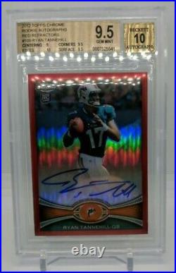 2012 Topps Chrome Ryan Tannehill Red Refractor Auto Titans RC 5/5 BGS 9.5/10
