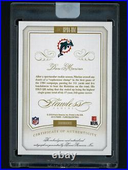 2015 Panini Flawless Ruby Dan Marino Autograph Jersey Patch Card #5/15 Dolphins