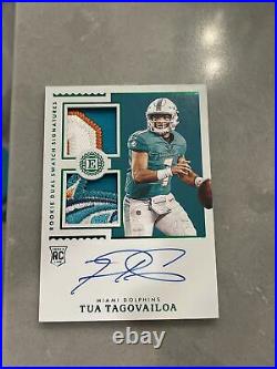 2020 Encased Tua Tagovailoa Emerald Jersey Number 1/5 Dual Patch Auto Dolphins