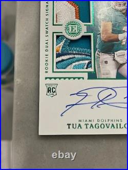 2020 Encased Tua Tagovailoa Emerald Jersey Number 1/5 Dual Patch Auto Dolphins