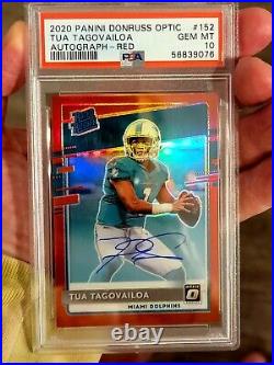 2020 Optic Rated Rookie Tua Tagovailoa Rated Rookie Red Auto Prizm SP/50LoW POP