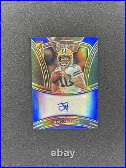 2020 Select Jordan Love BLUE PRIZM Auto Rookie Card #d /50 RC GREEN BAY PACKERS