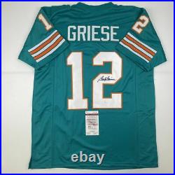 Autographed/Signed BOB GRIESE Miami Teal Football Jersey JSA COA Auto