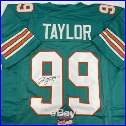 Autographed/Signed JASON TAYLOR Miami Teal Football Jersey JSA COA Auto