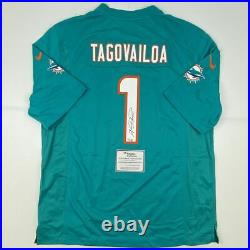 Autographed/Signed TUA TAGOVAILOA Miami Dolphins Teal Nike Jersey Fanatics COA
