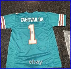 Autographed Signed Tua Tagovailoa Miami Dolphins Football Jersey Free Shipping