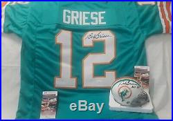 Bob Griese, #12 Miami Dolphins Autographed Jersey And Mini Helmet, Jsa Coa