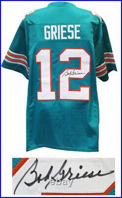 Bob Griese MIAMI DOLPHINS Signed Teal Custom Football Jersey SCHWARTZ COA