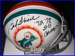 Bob Griese Miami Dolphins 72,73 Sb Champs Beckett Authentic Signed Mini Helmet