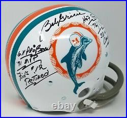 Bob Griese Signed Miami Dolphins F/S Throwback TK Stat Insc Helmet JSA COA 806