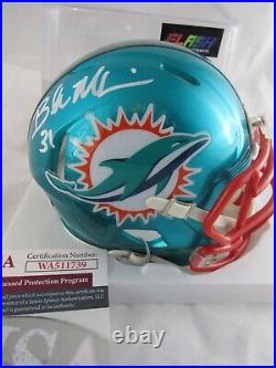 Brock Marion Miami Dolphins Signed Autograph Flash Mini Helmet JSA