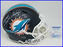 DAN MARINO AUTOGRAPHED/SIGNED FULL SIZE MATTE BLACK MIAMI DOLPHINS With2 INSC CERT