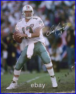 Dan Marino Miami Dolphins Signed 16 x 20 Vertical Passing Action Photo