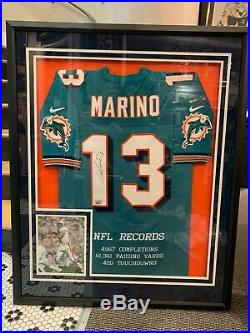 Dan Marino Miami Dolphins Signed 34x42 Framed Stats Jersey Upper Deck 402/500