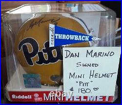 Dan Marino Signed Throwback Mini Helmet U of Pittsburgh Gridiron Authentics