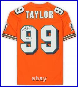Jason Taylor Dolphins Signed Orange Mitchell & Ness Rep Jersey with HOF 17 Insc