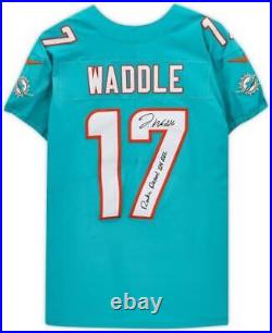 Jaylen Waddle Dolphins Signed Nike Elite Jersey withRookie Record 104 Rec Ins