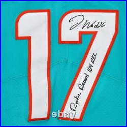 Jaylen Waddle Dolphins Signed Nike Elite Jersey withRookie Record 104 Rec Ins