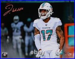 Jaylen Waddle Miami Dolphins Signed 11 x 14 Pregame Intro Yelling Photo-LE 117