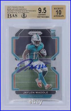 Jaylen Waddle Miami Dolphins Signed 2021 Panini Prizm 338 BAS 9.5/10 Rookie Card