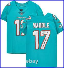 Jaylen Waddle Miami Dolphins Signed Nike Elite Jrsy withRookie Record 104 Rec Insc