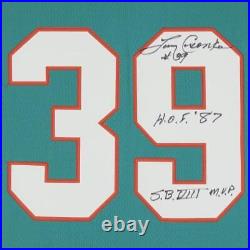 Larry Csonka Dolphins Signed Aque Mitchell&Ness Throwback Rep Jersey Multi Incs