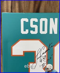 Larry Csonka Hof Miami Dolphins Signed 18x18 Canvas Autograph 17-0 Inscription