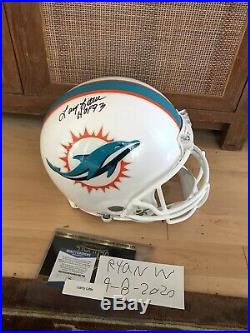 Larry Little Autographed Full Size Helmet, Dolphins HOF93 part of the 72 Team