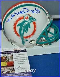 Mark Super Duper Autographed Throwback Mini Helmet Miami Dolphins Jsa