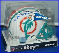 Mark Super Duper Autographed Throwback Mini Helmet Miami Dolphins Jsa
