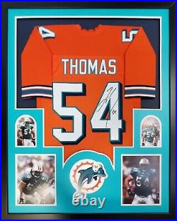 Miami Dolphins Framed Zach Thomas Signed Orange Custom Jersey Jsa Coa
