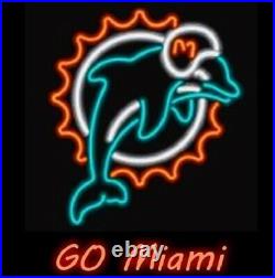 Miami Dolphins Go Miami Neon Sign 20x16 Light Lamp Beer Bar Room Decor Glass