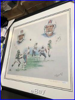 Miami Dolphins Mark Clayton & Dan Marino Dual Signed Lithograph Framed Uda Cert