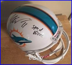 Mile Wallace Signed And Inscribed Full Size Miami Dolphins Helmet