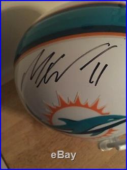 Mile Wallace Signed And Inscribed Full Size Miami Dolphins Helmet