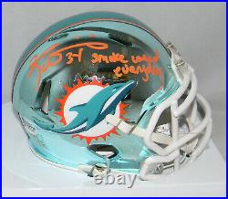 RICKY WILLIAMS SIGNED MIAMI DOLPHINS CHROME MINI HELMET With SMOKE WEED EVERYDAY