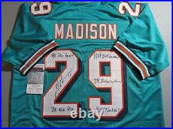 Sam Madison Miami Dolphins Custom Style Jersey Signed Autographed JSA