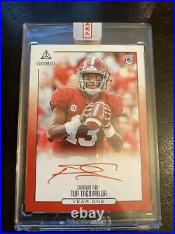 Tua Tagovailoa 2020 Luminance Rookie Year One Red Ink On-Card Auto Dolphins /5