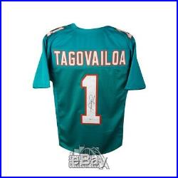 Tua Tagovailoa Autographed Miami Dolphins Custom Football Jersey BAS COA