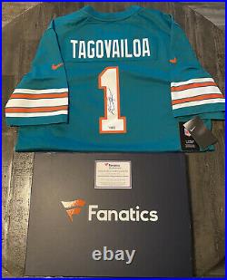 Tua Tagovailoa Dolphins Autographed Fanatics Authenticated Nike Game Aqua Jersey