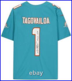 Tua Tagovailoa Dolphins Signed Aqua Nike Limited Jersey with Fins Up! Insc