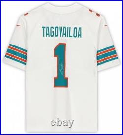 Tua Tagovailoa Miami Dolphins Autographed White Throwback Nike Limited Jersey