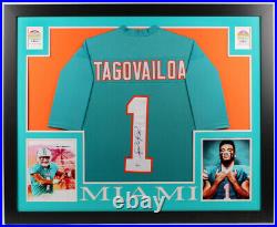 Tua Tagovailoa Signed 35x43 Custom Framed Miami Dolphins Jersey Beckett COA