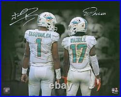 Tua Tagovailoa and Jaylen Waddle Miami Dolphins Signed 16x20 Spotlight Photo