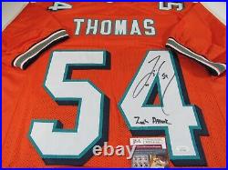 Zach Thomas Miami Dolphins Signed Autograph Authentic Style Custom Jersey JSA