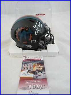 Zach Thomas Miami Dolphins Signed Autograph Mini Helmet JSA Matte Black